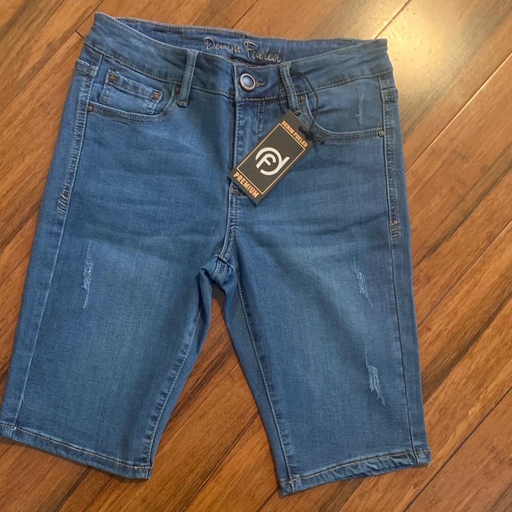 Women's Blue denim Bermuda Shorts
